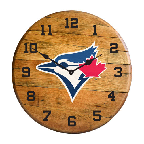 630-2021, Toronto, Blue, Jays, TOR, 720801909554, Oak, Barrel, Clock, Kentucky oak