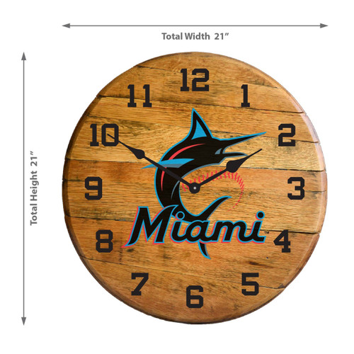 Miami Marlins Oak Barrel Clock, 630-2024
