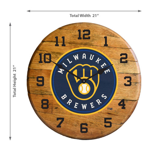 630-2027, Milwaukee, Brewers, 720801909592, Oak, Barrel, Clock, Kentucky oak