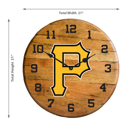 630-2030, Pittsburgh, Pirates, PIT, 720801909615, Oak, Barrel, Clock, Kentucky oak