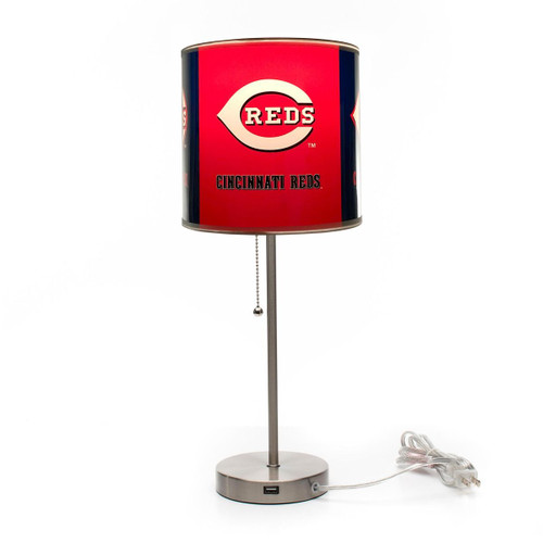 Cincinnati, Cin, Cincy, Reds, CINC, Chrome,19", Lamp, USB, Desk, Table, MLB, Imperial, 720801008509