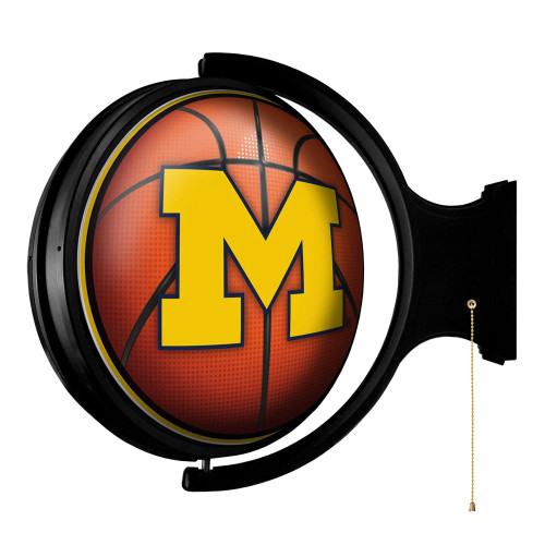 Michigan, Wolverines, BB, Basketball, Spinning, Rotating Lighted, Wall, Sign, NCAA, The Fan Brand, NCMICH-115-11, 688099400057