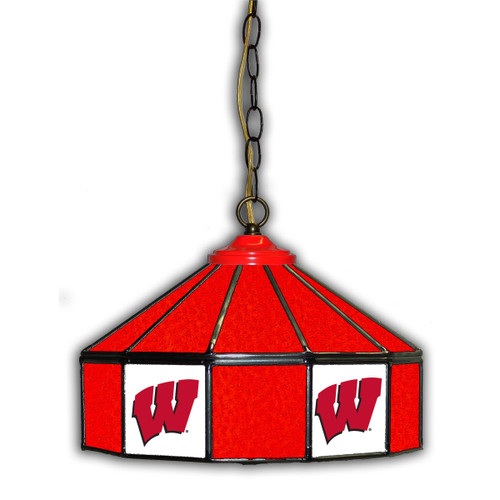 WI, Wisconsin, Badgers, 14-In, Stained, Glass, Pub, Light, 333-3013, 720801333137, Imperial