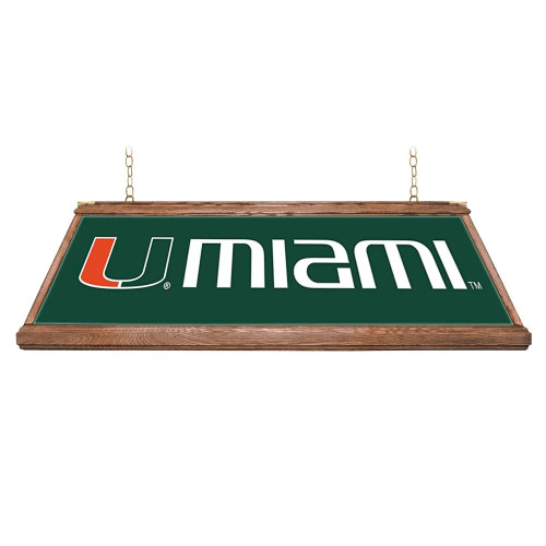 Miami Hurricanes: Premium Wood Green Pool Table Light