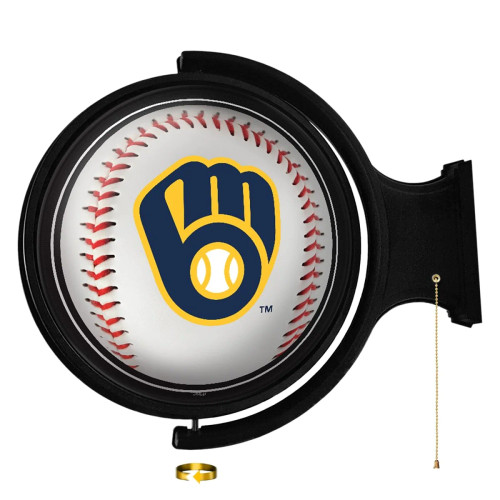 MIL, Milwaukee, Brewers, Baseball, Original, Round, Rotating, Lighted, Wall, Sign, MBMILW-115-31, The Fan-Brand, MLB, 704384952435