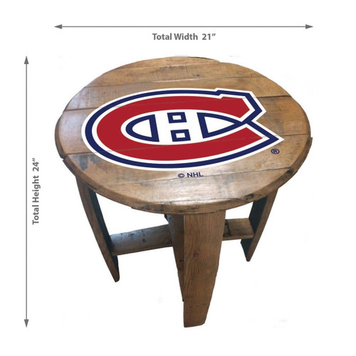 629-4009, Montreal, Mon, Canadiens, Canadians, Oak, Whiskey, Bourbon, Barrel, Side, Table, FREE SHIPPING, NHL. Imperial