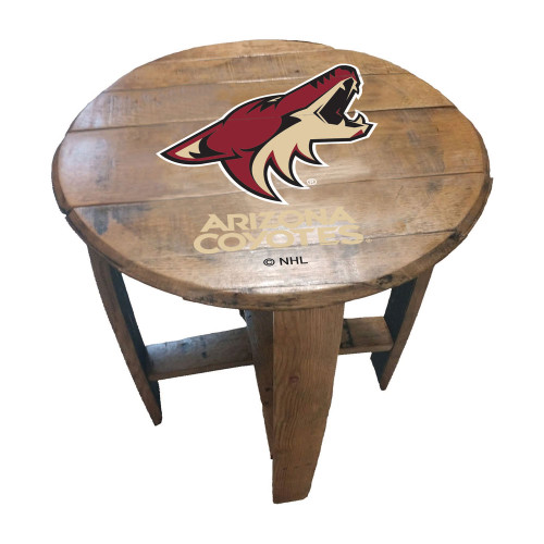 629-4014, ARI, Arizona, Coyotes, Oak, Whiskey, Bourbon, Barrel, Side, Table, FREE SHIPPING, NHL. Imperial