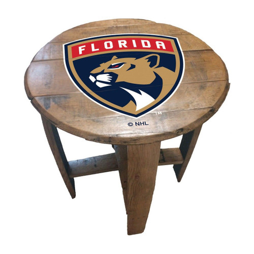 629-4021, Fl, Florida, Panthers, Oak, Whiskey, Bourbon, Barrel, Side, Table, FREE SHIPPING, NHL. Imperial