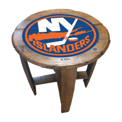 629-4026, NY, New York, Islanders, Oak, Whiskey, Bourbon, Barrel, Side, Table, FREE SHIPPING, NHL. Imperial