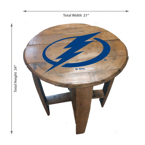 629-4029, TB, Tampa, Bay, Lightning, Oak, Whiskey, Bourbon, Barrel, Side, Table, FREE SHIPPING, NHL. Imperial