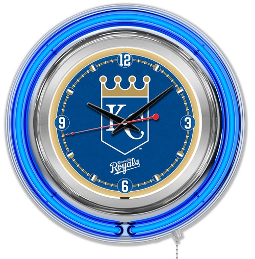 Kansas City, Royals, 15", Double, Neon, Wall, Clock, Holland Bar Stool, MLB, KC, Clk15MLBKan, 071235007003