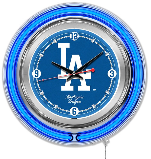 Los Angeles, Dodgers, 15", Double, Neon, Wall, Clock, Holland Bar Stool, MLB, LA, Clk15MLBLAD, 071235007027