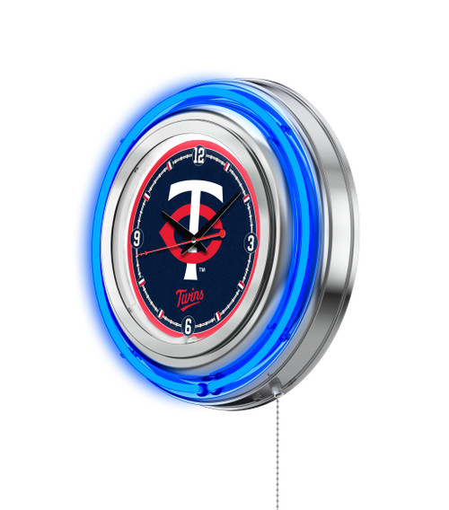 Minnesota, Twins, 15", Double, Neon, Wall, Clock, Holland Bar Stool, MLB, MIN, Clk15MLBMin, 071235007072