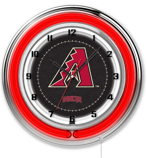 Arizona, Diamondbacks, 19", Double, Neon, Wall, Clock, Holland Bar Stool, MLB, ARI, AZ, Backs,  Clk19MLBAri, Clk19,  071235007225