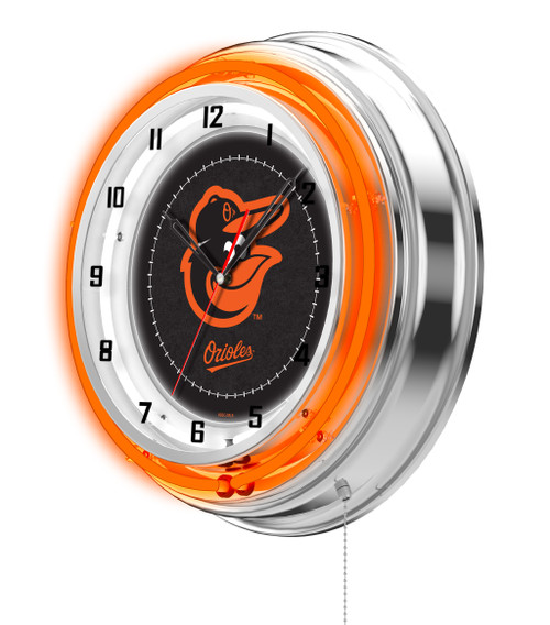 Baltimore, Orioles, 19", Double, Neon, Wall, Clock,  Holland, Bar Stool Co, MLB, Bal, Clk19MLBBal , CLK19, 071235007256