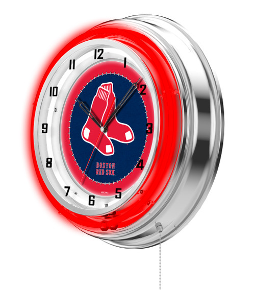 Boston, Red Sox, 19", Double, Neon, Wall, Clock,  Holland, Bar Stool Co, MLB, BOS, Clk19MLBBos, CLK19, 071235007263