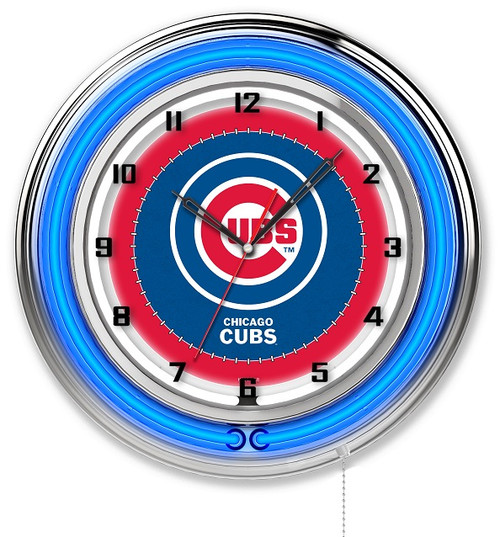 Chicago, Cubs, 19", Double, Neon, Wall, Clock,  Holland, Bar Stool Co, MLB, CHI, Clk19MLBCub, CLK19, 071235007270