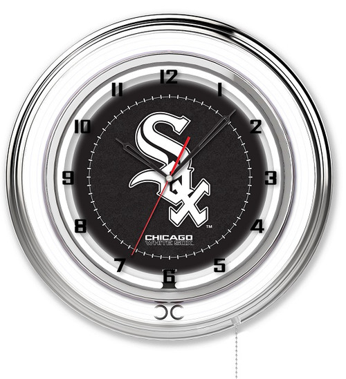 Chicago, White Sox, 19", Double, Neon, Wall, Clock,  Holland, Bar Stool Co, MLB, CHI, WS, Clk19MLBWSx, CLK19, 071235007287