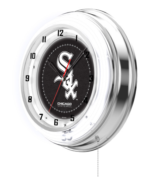Chicago, White Sox, 19", Double, Neon, Wall, Clock,  Holland, Bar Stool Co, MLB, CHI, WS, Clk19MLBWSx, CLK19, 071235007287