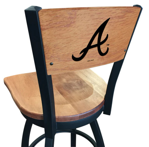 Atlanta, Braves, L038, Laser Engraved, Wood, Back, Counter, Bar, Stool, 25", 30", 36", Maple, Wood, Seat, Holland Bar Stool, , Atl, MLB, Fan Cave, Man Cave, L03825BWMedMplAMLBAtlMedMpl, 071235077167, L03830BWMedMplAMLBAtlMedMpl, 071235084578, L03836BWMedMplAMLBAtlMedMpl