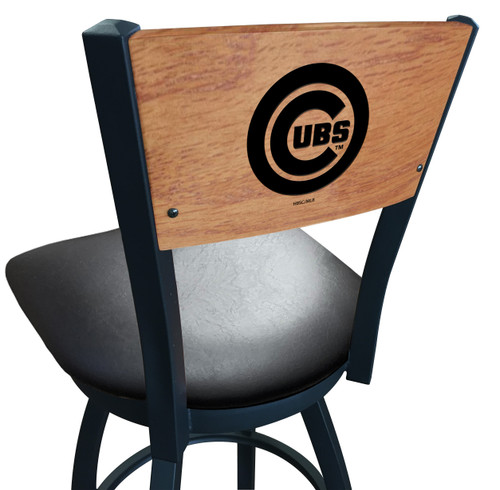 Chicago, Cubs, L038, Laser, Engraved, Wood, Back, Counter, Bar, Stool, Black, Vinyl, Seat, Holland Bar Stool, L03825MedMplAMLBCubBlkVinyl, 071235076887, L03830BWMedMplAMLBCubBlkVinyl, 071235084295, L03836BWMedMplAMLBCubBlkVinyl, 071235084967, CHI