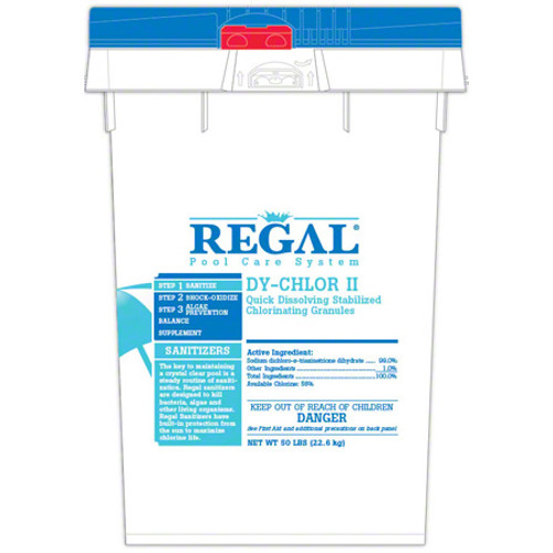 47247010, Regal, 50-lb, Bucket, DY-CHLOR, II, GRANULAR, Chlorine, TriChlor, 99%, Trichloro-s-triazinetrione,  FREE SHIPPING, 
035186202443