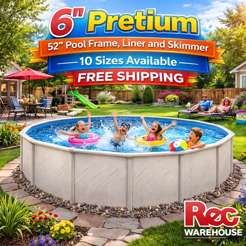 6" Pretium 52" Pool Frame, Liner and Skimmer, 10 Sizes Available, FREE SHIPPING