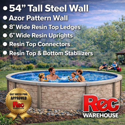 8" Azor-SS 54" Hybrid Complete Pool Package, 9 Sizes Available, FREE SHIPPING