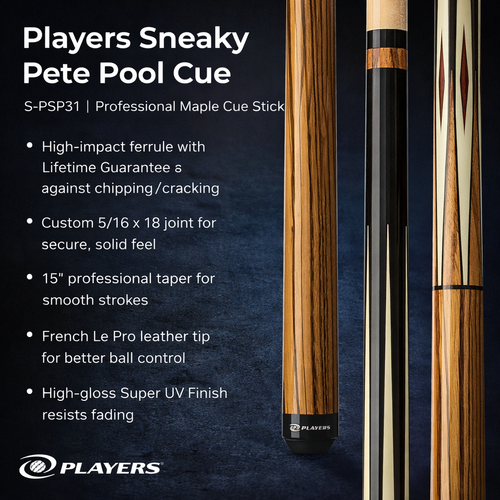 A sleek, professional-grade Sneaky Pete cue designed for serious players who want performance without flash. Built with premium maple, precision balance, and a smooth, consistent stroke.