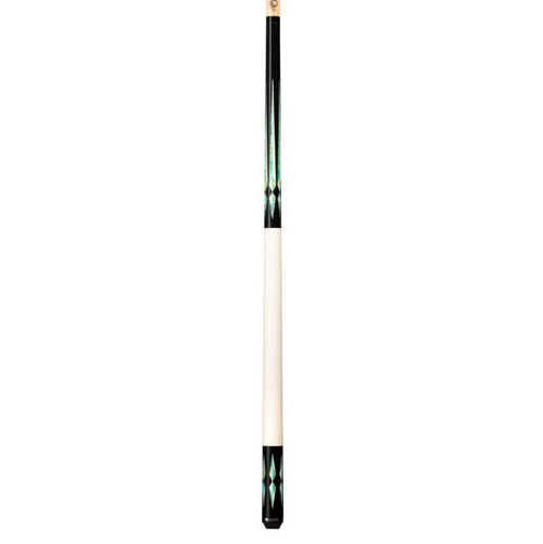 Lucasi Custom black wrapless pool cue with green-blue inlays