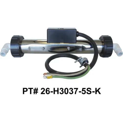 Saratoga H3037, 4.0kW Flo-Thru Heater Assembly 26-H3037-5S-K - Straight View