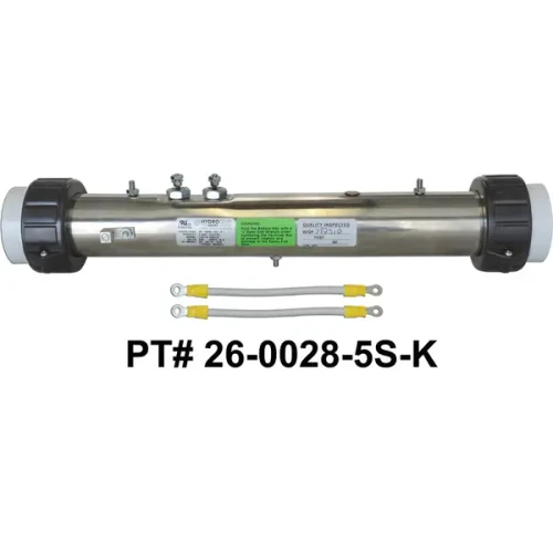 Vita Spas DM Vita 0028, 4.0kW Flo-Thru Heater Assembly 26-0028-5S-K- Front View