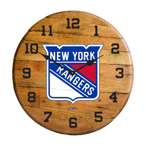 New York Rangers Oak Barrel Clock, 630-4006