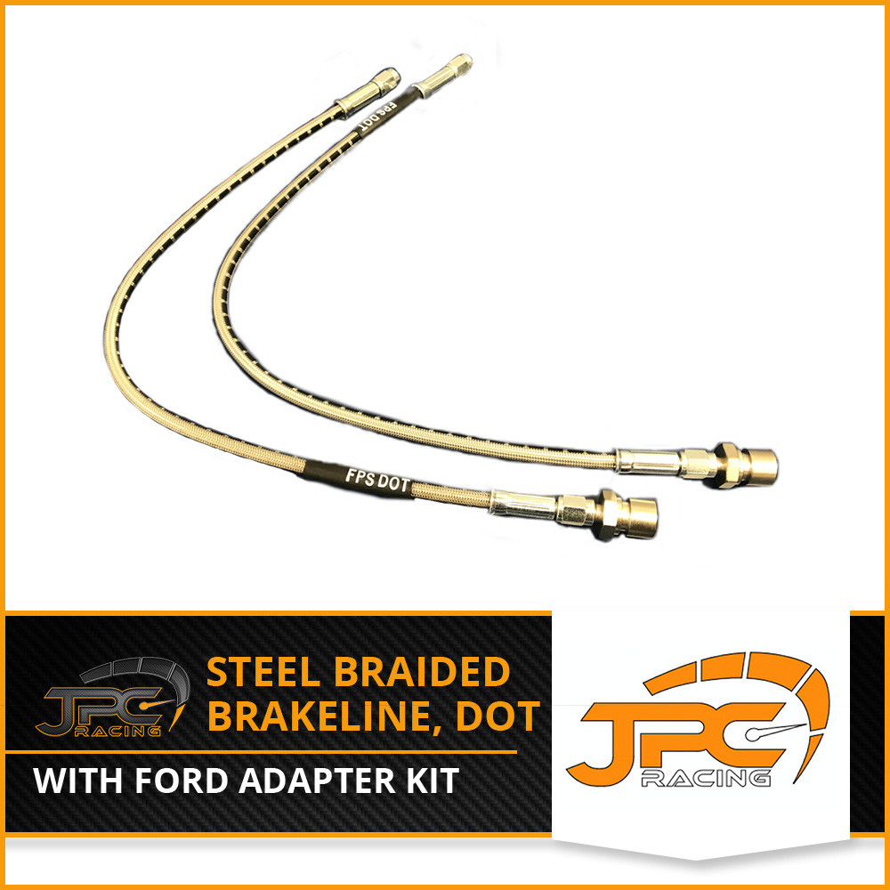 JPC DOT Braided Stainless Steel Brake Line & Ford Adaptor Fitting Kit