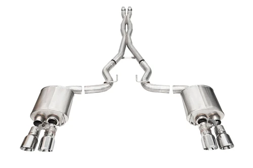 Corsa 2024 Mustang GT Coupe 3.0 in Cat-Back 4.0 in Slash Tips - Xtreme Valved / Polished