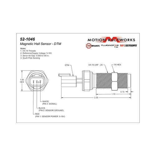 FuelTech RIFE Magnetic Crank Trigger Hall Effect Sensor DTM
