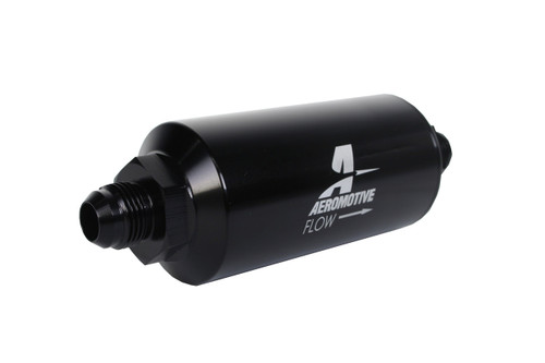 Aeromotive 100 Micron Black Fuel Filter with Male AN-08 Ports & Stainless Mesh Element