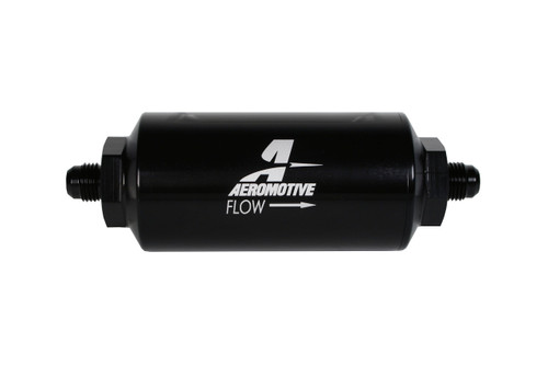 Aeromotive 100 Micron Black Fuel Filter with Male AN-06 Ports & Stainless Mesh Element