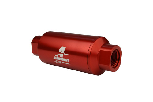 Aeromotive 40 Micron Red Fuel Filter with ORB-10 Ports & Stainless Mesh Element