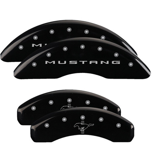 MGP 4 Caliper Covers Engraved Front 2015/Mustang Engraved Rear 2015/Bar & Pony Black fnsh silver ch (10204SMB2BK)