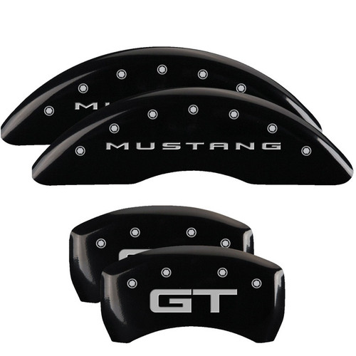 MGP 4 Caliper Covers Engraved Front 2015/Mustang Engraved Rear 2015/GT Black finish silver ch (10201S2MGBK)