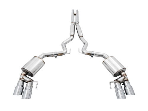 AWE Tuning 2018+ Ford Mustang GT (S550) Cat-Back Exhaust - Touring Edition (Quad Chrome Silver Tips)
