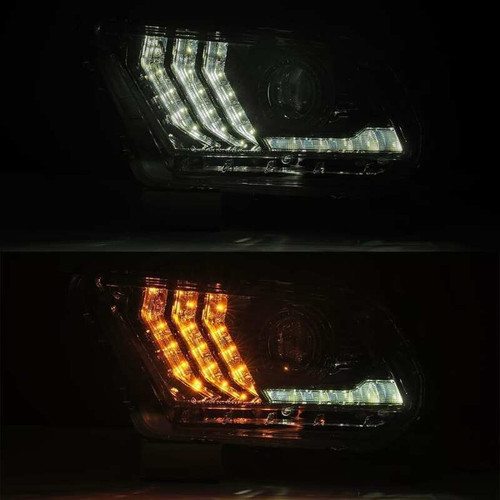 AlphaRex 10-12 Ford Mustang LUXX LED Proj Headlights Plank Style Alpha Blk w/Activ Light/Seq Signal