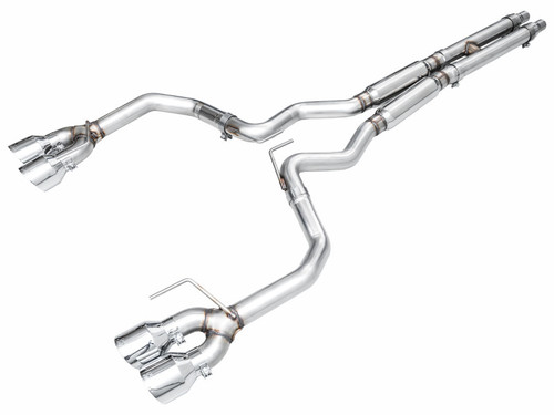 AWE 2024 Ford Mustang Dark Horse S650 RWD Track Edition Cat-Back Exhaust w/ Quad Chrome Silver Tips