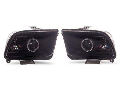 Raxiom 05-09 Ford Mustang w/ Factory Halogen LED Halo Headlights- Black Housing (Smoked Lens)