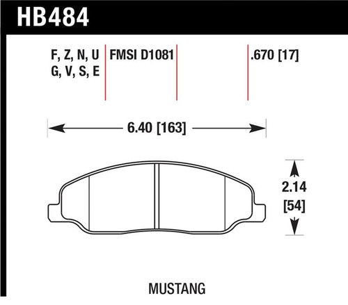 Hawk 2008-2009 Ford Mustang Bullitt 4.6 HPS 5.0 Front Brake Pads