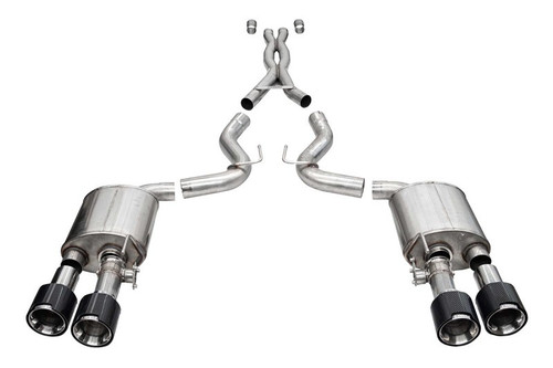 Corsa 20-22 Ford Mustang GT500 3.0in Dual Rear Exit Catback w/ Twin 5.0in Polished Carbon Fiber Tips