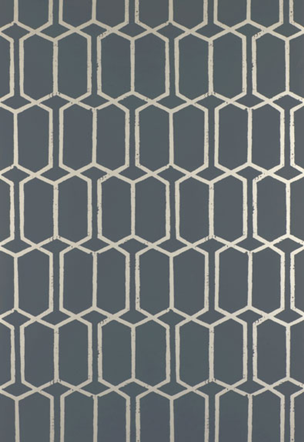 Schumacher Modern Trellis Wallpaper Charcoal Metallic 5003281