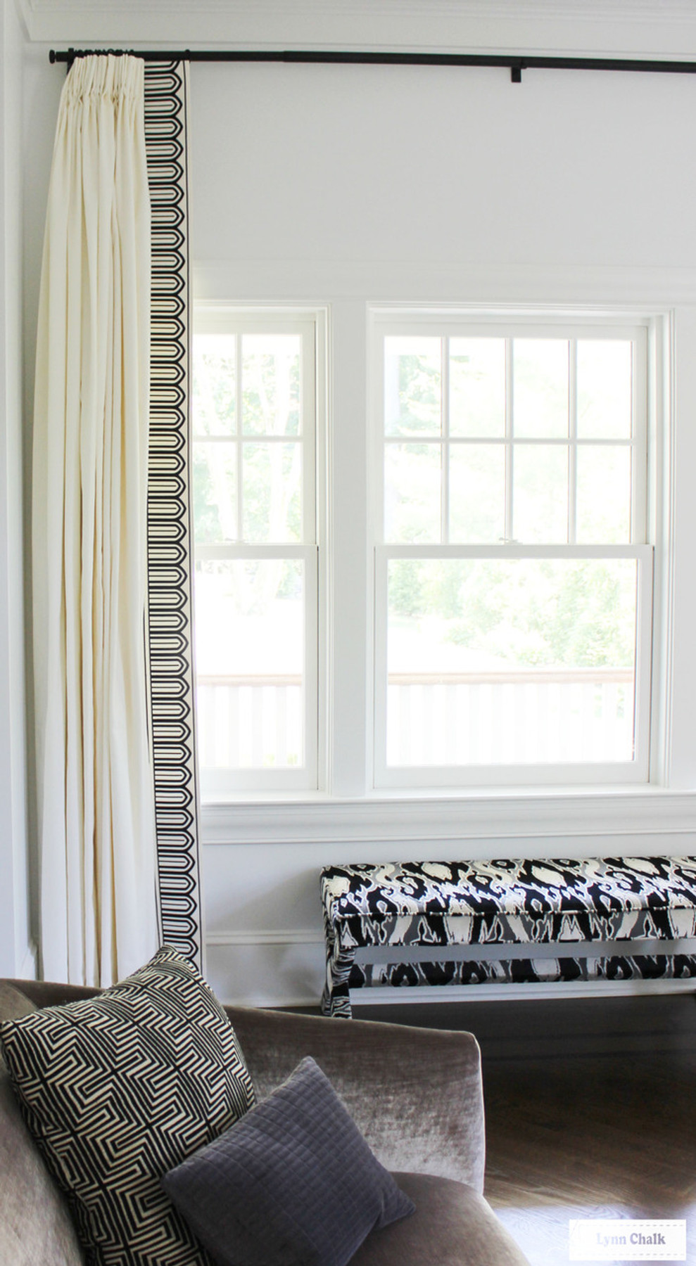 Schumacher Arches Embroidered Tape Custom Drapes