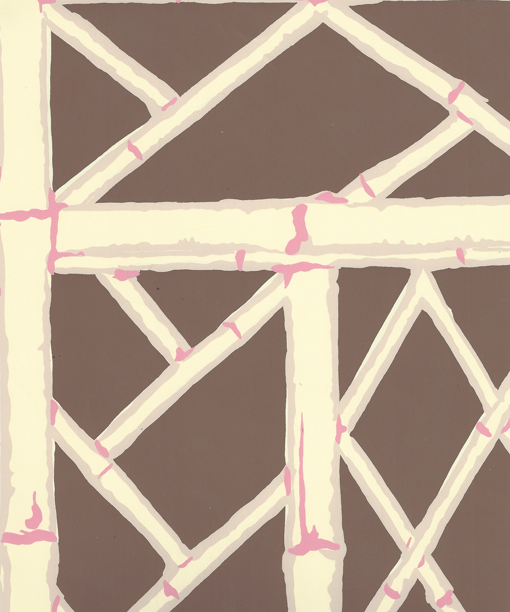 Quadrille China Seas Lyford Trellis Wallpaper Brown Beige Taupe Pink 6020w 05
